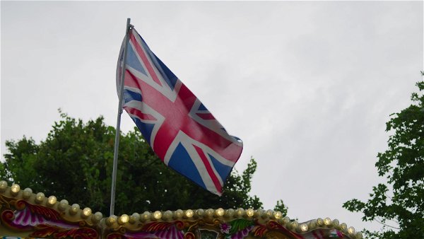 British flag on top of carousel.mp4